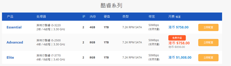 多线通：香港i3服务器免费升i5，硬盘免费升240GB SSD，100M国际带宽，仅限100台！