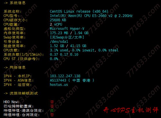 #真实测评#无忧云：香港CN2线路，2核/2G/2M套餐测评数据-国外主机测评