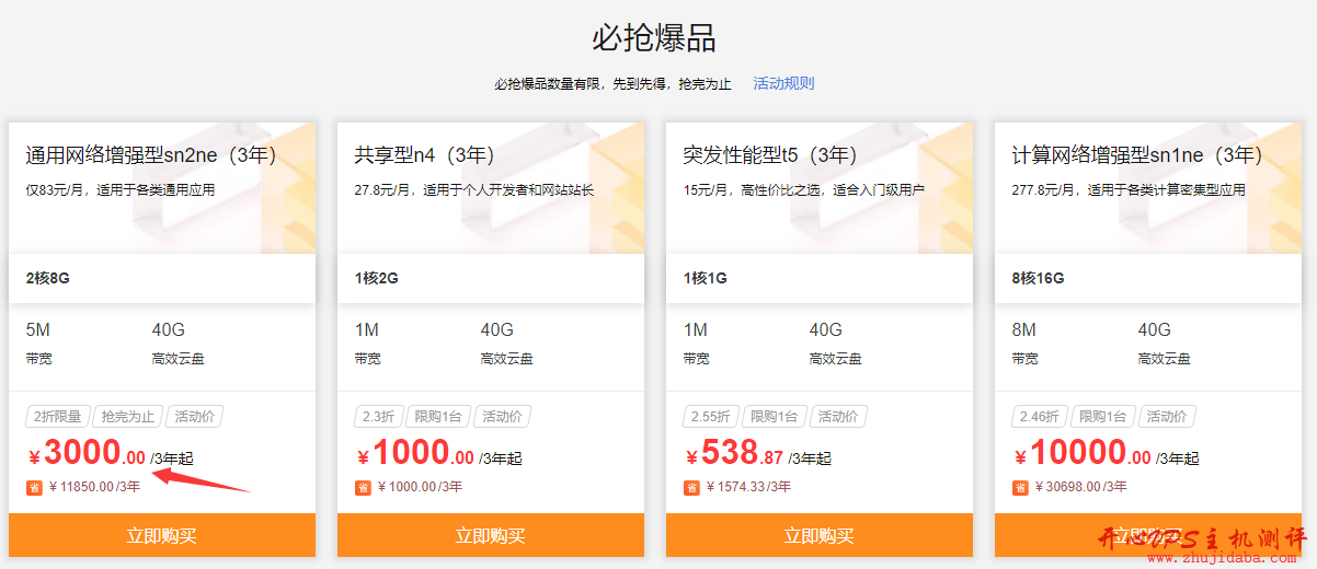 阿里云 - 8月ECS限量抢，2C8G5M三年付3000元