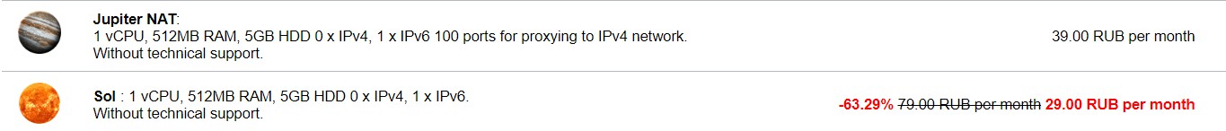 invs：3.2元/月/512MB内存/5GB空间/不限流量/100Mbps/IPv6/KVM/俄罗斯