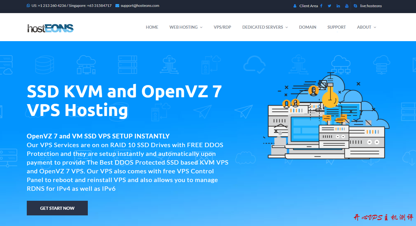 Hosteons：洛杉矶KVM VPS，100Mbps不限流量；免费送BLESTA、Direct Admin；免费更换IP；最低月付2.4美金-国外主机测评