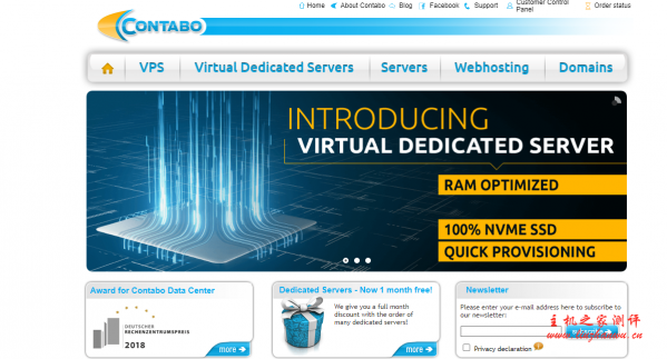 #推荐# contabo：全新VDS系列，独享资源，€36.99/月，24G内存/3核/180gNVMe/250M带宽（不限流量）