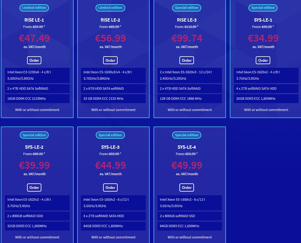 SoyouStart/OVH：夏季优惠，€34.99/月/E5-1620v2/32GB内存/5TB硬盘/不限流量/500Mbps带宽/加拿大/法国