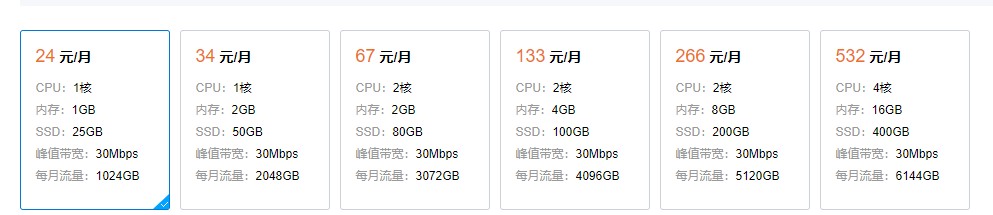 腾讯云：24元/月/1GB内存/25GB SSD空间/1TB流量/30Mbps端口/KVM/新加坡CN2/硅谷-国外主机测评