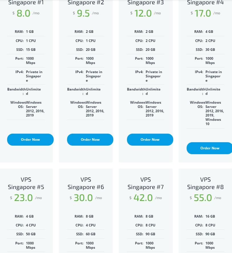 Cheap VPS USA：$8/月/1GB内存/15GB SSD空间/不限流量/1Gbps端口/Hyper-V/新加坡