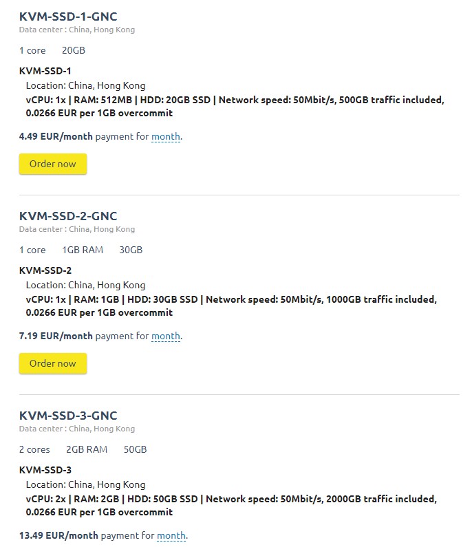 G-CORE：€4.49/月/512MB内存/20GB SSD空间/500GB流量/50Mbps端口/KVM/香港/新加坡/日本/韩国等