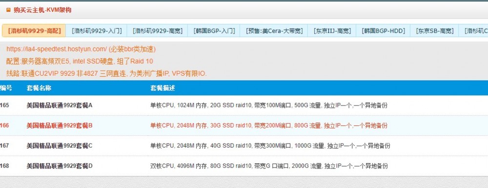 HostYun：31.5元/月/1GB内存/20GB SSD空间/500GB流量/100Mbps端口/KVM/洛杉矶/9929路由