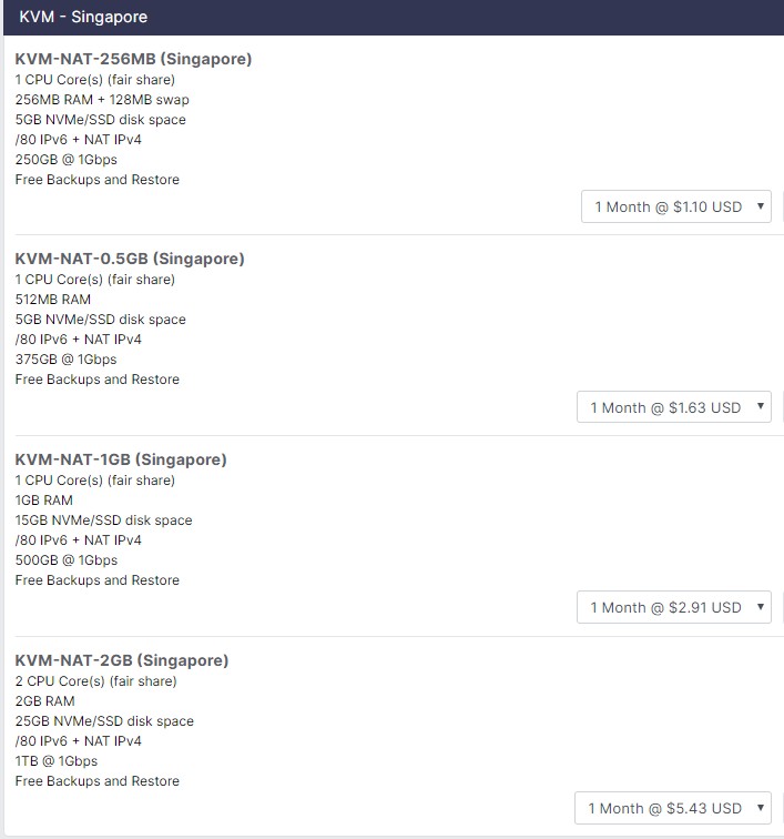 WebHorizon：$1.1/月/256MB内存/5GB NVMe空间/250GB流量/1Gbps端口/NAT/KVM/新加坡