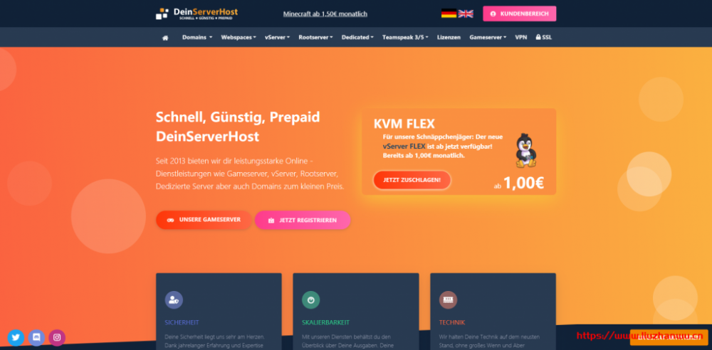 DeinServerHost德国VPS：有大硬盘存储型VPS，Windows VPS，KVM NVMe vServer VPS，3€/月起插图