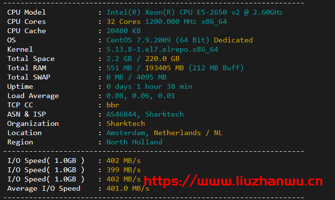 sharktech：荷兰机房1Gbps带宽不限流量服务器简单测评插图1