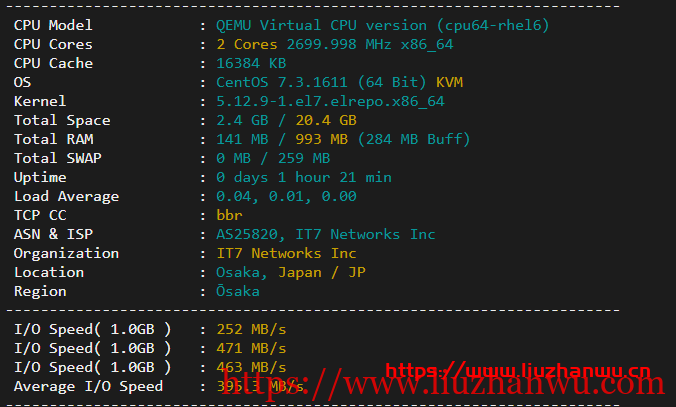 搬瓦工日本VPS：大阪软银机房 Japan Equinix Osaka Softbank OS1 IDC（JPOS_1），简单测评插图1