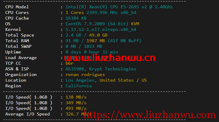 ion cloud：洛杉矶数据中心VPS简单测评插图1