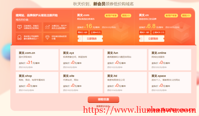 新网：限时7个域名(.xyz,.ltd,.fun,.online,.shop,.site,.space)+企业邮箱+网站建设=0元 ，包括.XYZ等后缀插图1