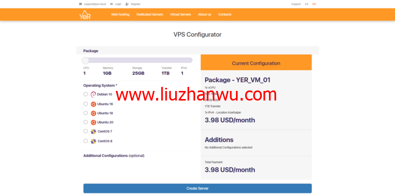 yer.cloud：阿塞拜疆VPS，1G内存/1核/25gSSD/1T流量，$3.98/月-国外主机测评