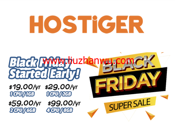 Hostigger：黑色星期五，1核/1G内存/20G SSD/1T流量/100M带宽，19美元/年，买两年送一年，支持支付宝，美国/土耳其/荷兰机房可选-国外主机测评