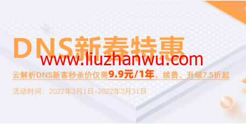 【阿里云采购季】网站稳定加速必备-云解析DNS个人版1年仅需9块9-国外主机测评