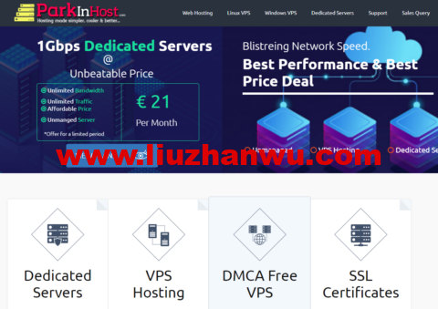 Parkinhost：俄罗斯抗投诉VPS，八折促销，2核/1G内存/50G HDD硬盘/不限流量/200Mbps带宽，€9/月，年付€86，无视DMCA,-国外主机测评