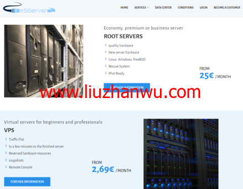 XSServer：荷兰vps，1核/2GB内存/20GB SSD硬盘/不限流量/100Mbps带宽，€2.69/月起插图