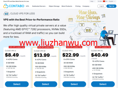 #新年促销#Contabo：全场云VPS/存储VPS/云VDS/专用服务器和对象存储，位置费可享5折优惠，€5.99/月起-国外主机测评