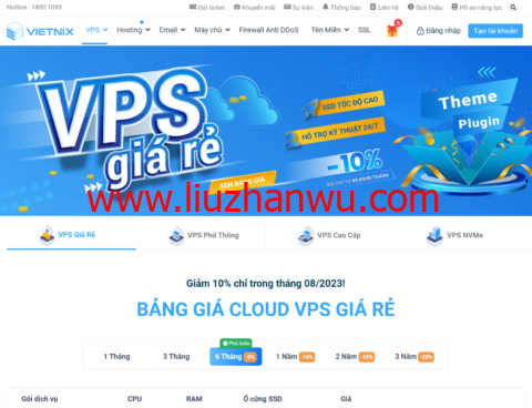 Vietnix：越南便宜VPS，1核/1G/20G SSD/不限流量，季付89元起，免费 DirectAdmin，每周自动备份-国外主机测评