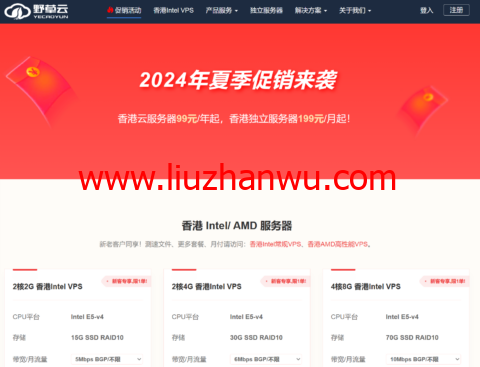 野草云：香港MG机房，2核/2GB/30GB/500GB@100Mbps带宽，99元/年-国外主机测评