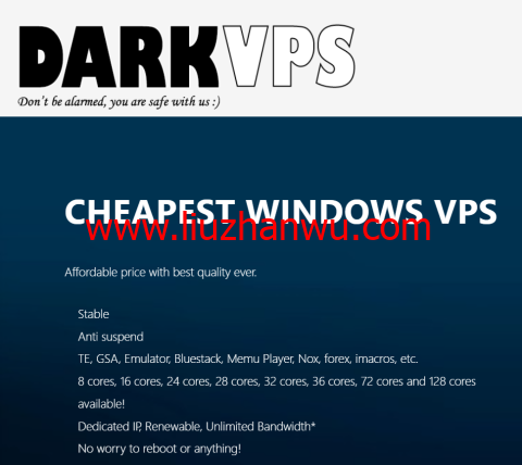 darkvps：美国windows VPS，1核/1GB/30GB/1Gbps不限流量，$4/月-国外主机测评